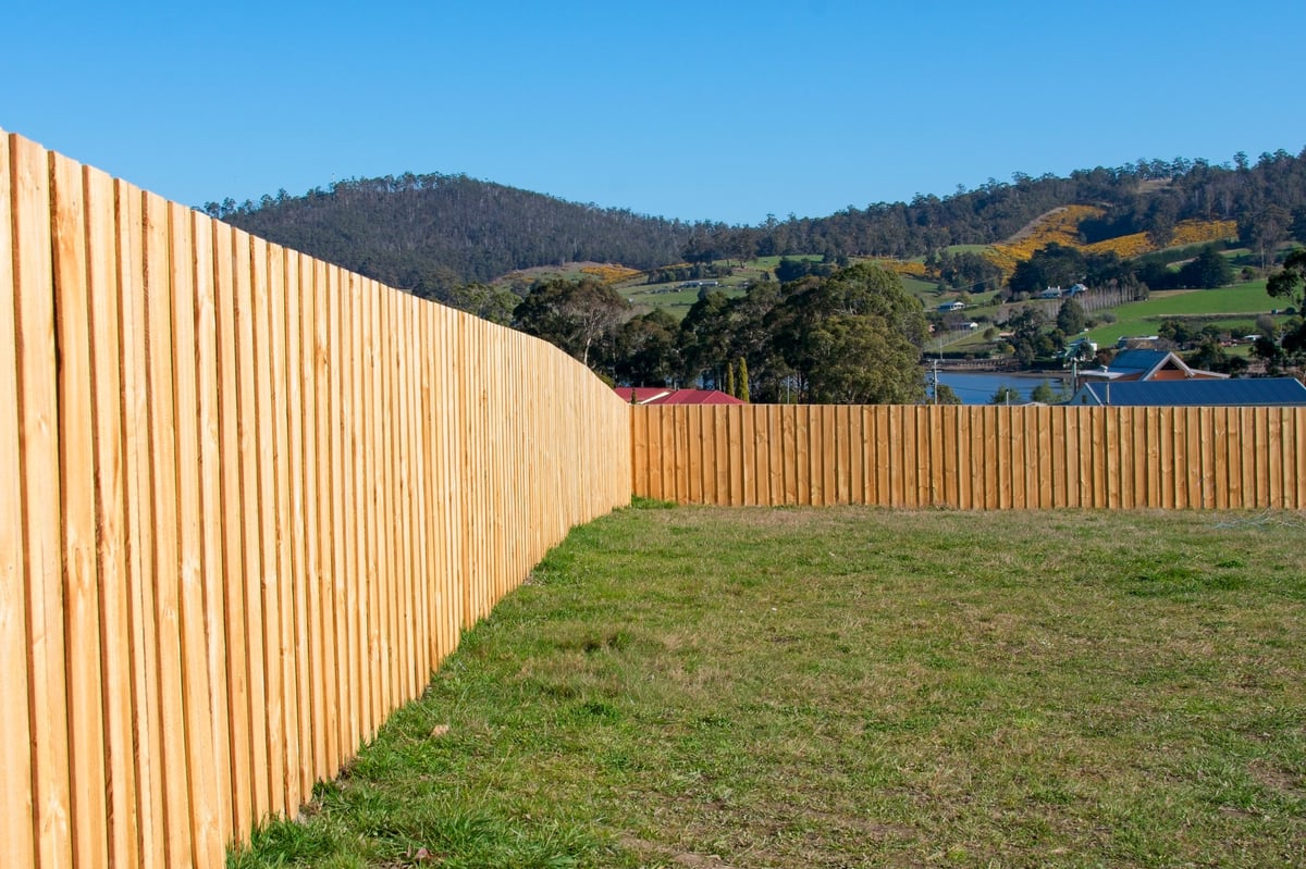 New timber fence in Australian residential backyard